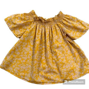 There Abouts Girls Yellow Floral Smocked Neckline Size 10/12
